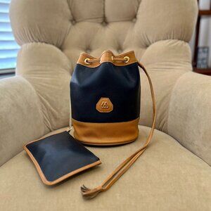 VTG Auth. MORABITO FRANCE  Black Textured Leather MINI Drawstring Bucket Bag